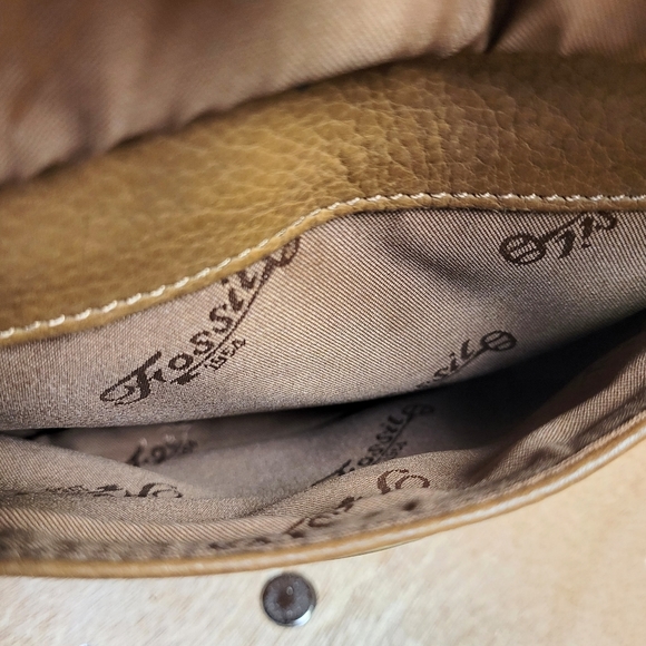 Vintage Fossil “1954” Genuine Brown Leather Crossbody Bag 75082 Y2K - Picture 12 of 12